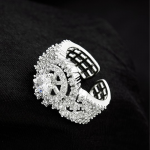 Silver-Plated Cubic Zirconia Stones Studded Finger Ring