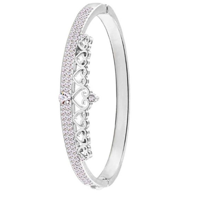 Silver-Plated Cubic Zirconia Studded Cuff Bracelet