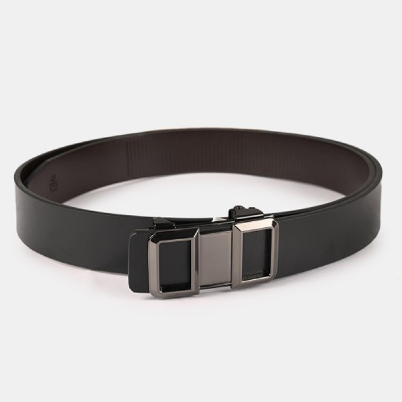 Men Black Leather Formal Belt